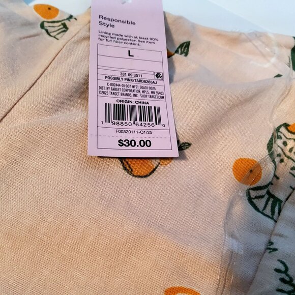 Wild Fable Bella Vista Lemon Print One-Shoulder Dress Size L Rayon & Linen Blend - Picture 2 of 10